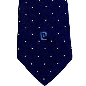 Pierre Cardin Vtg Tie P Logo Square Dot Blue Hughes Hatcher Preppy Old Money Y2K